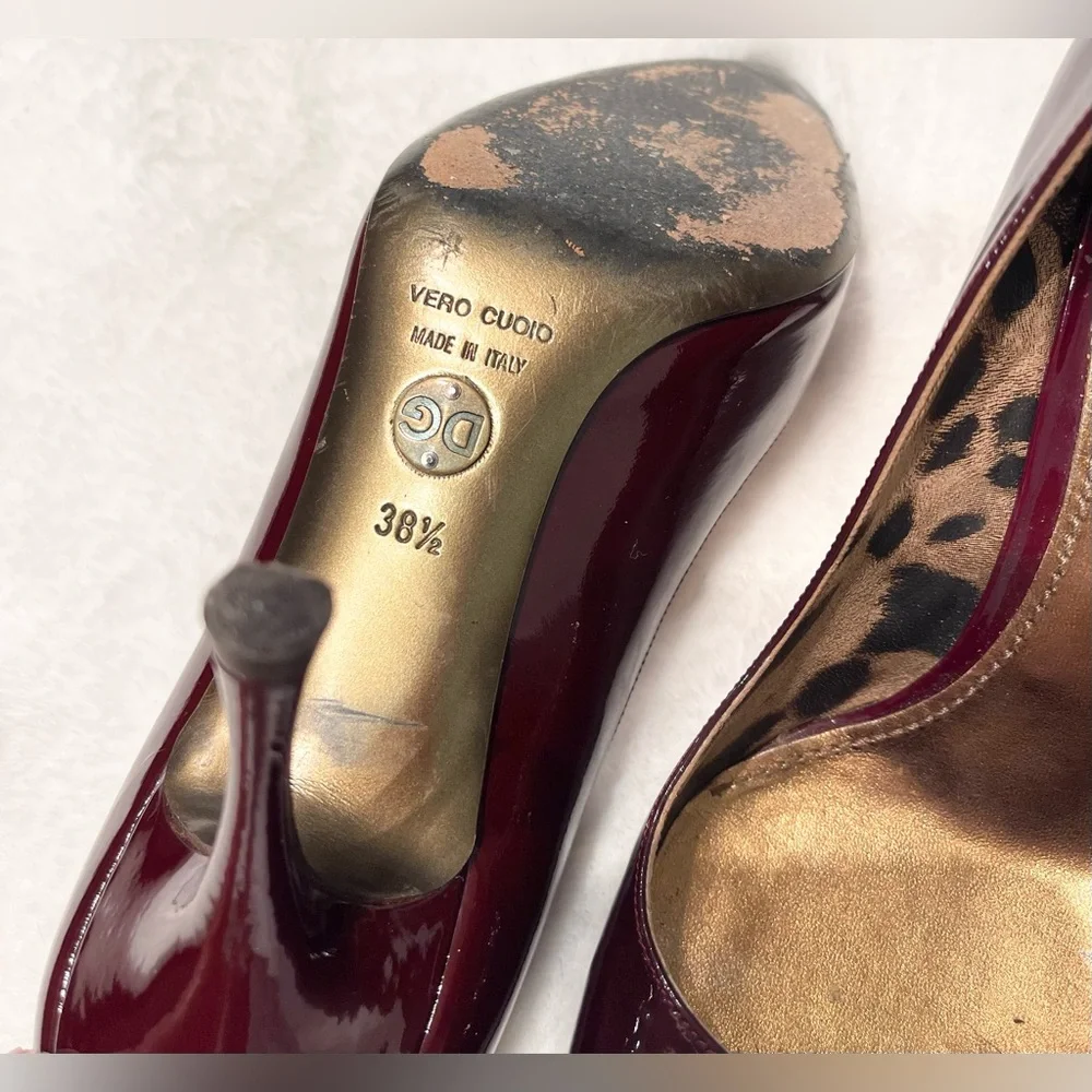 Dolce & Gabbana Deep Burgundy Patent Heels - Picture 3 of 6